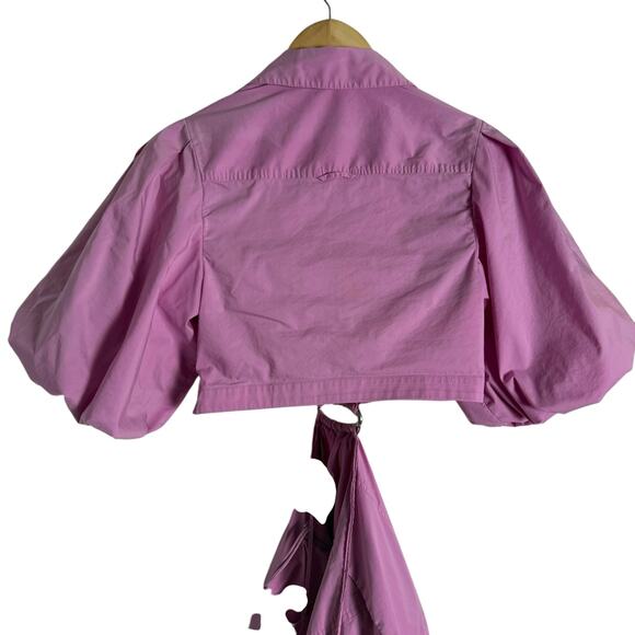 Jonathan Simkhai Aulora Pink Cut Out Short Sleeve A-Line Mini Dress Size Small - Picture 12 of 16